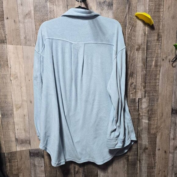 La Miel Blue Snug As a Bug Button Down Fleece  Shirt Jacket Shacket - Picture 3 of 5